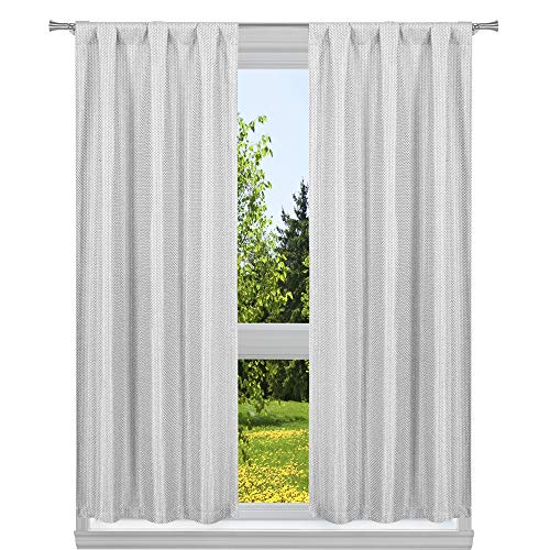 Kelvin Gewebtes schimmerndes Fenstervorhang-Set, Eisen, weiß, 38x96 von Kelvin