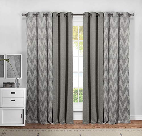 Kelvin Kelda Stripe Window Curtain, 37x84 (4 Pieces), Grey von Kelvin