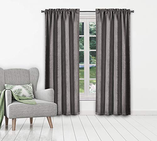 Kelvin Maddyson Geometric Blackout Curtain, 37x106 (2 Pieces), Grey von Kelvin