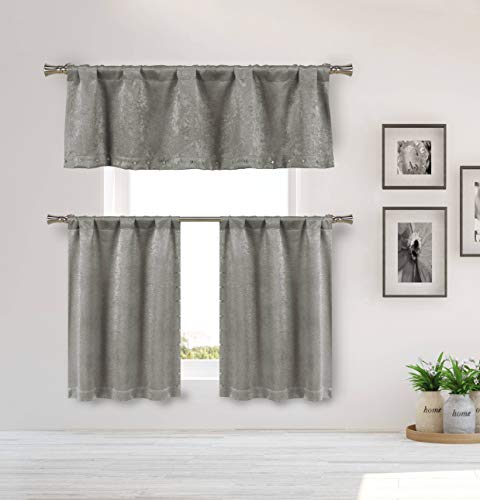 Kelvin Marcy Solid Blackout Curtain, 55x16 (1 Piece) 27x36 (2 Pieces), Silver von Kelvin