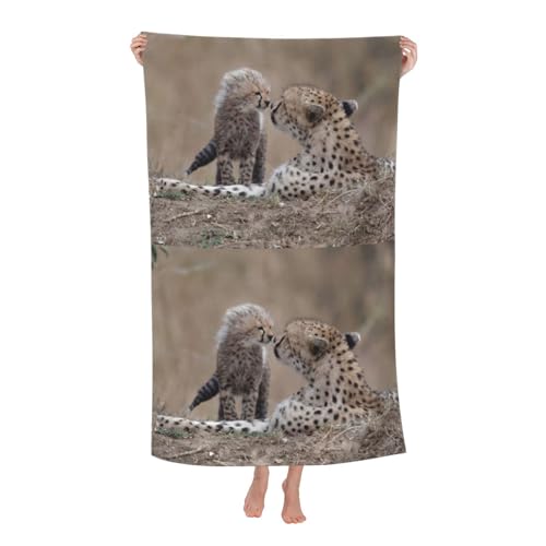 KemEng Gepard, Badetuch, sehr saugfähige Mikrofaser-Stranddecke, weiches Strandtuch, 80 x 130 cm von KemEng