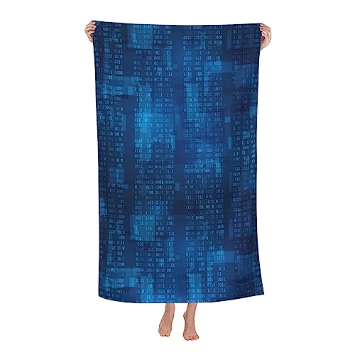 KemEng Programmierer, Binärcode, Blau, Badetuch, sehr saugfähige Mikrofaser-Stranddecke, weiches Strandtuch, 80 x 130 cm von KemEng