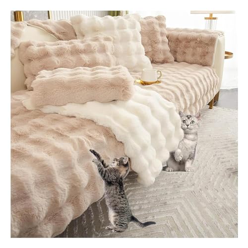 KemNet Kaninchen Plüsch Sofa Überzug L Form 1 2 3 4 sitzer, Moderne schlichtheit Couch abdeckungen, Waschbar Sofaschutz, Sofaüberwurf, Sofa Überwurf,Grau,110x240cm von KemNet