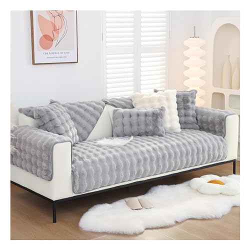 KemNet Kaninchen Plüsch Sofabezug Sofa, Universelle rutschfeste Couch Bezug Sofaschoner, Superweiche Möbelbezüge aus Kunstpelz-Sofas Sofabezug (Beige, 110x240cm) von KemNet