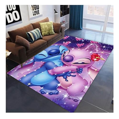 KemNet Moderne Teppiche Wohnzimmer Teppich, 3D Anime LiLo Stitch Game rutschfeste Teppich, Schlafzimmer Kinderboden Spielplatz Teppichmatte, Für Kinderzimmer, Wohnzimmer, Fußmatte 50×80CM von KemNet