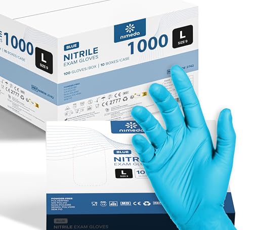 Kemes Nitrilhandschuhe L 1000 Stück Hellblau Einweghandschuhe Latexfrei Puderfrei Nitril Gloves Größe Large von Kemes