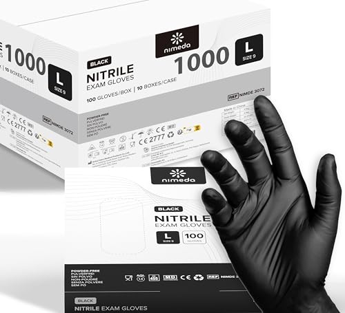 Kemes Nitrilhandschuhe L 1000 Stück Schwarz Einweghandschuhe Latexfrei Puderfrei Nitril Gloves Größe Large von Kemes