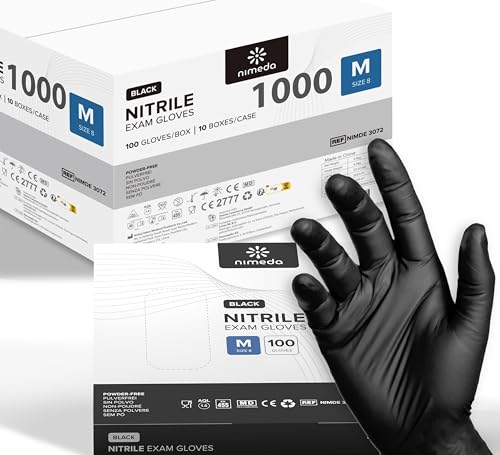 Kemes Nitrilhandschuhe M 1000 Stück Schwarz Einweghandschuhe Latexfrei Puderfrei Nitril Gloves Größe Medium von Kemes
