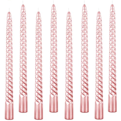 Kemladio Spitzkerzen, 25,4 cm, brennend, geruchlos, konisch, 7,5 Stunden, ausgefallenes Abendessen, hohe Kerzenständer, Halloween-Party-Dekorationen (8 Stück, rosa), 8 Stück von Kemladio