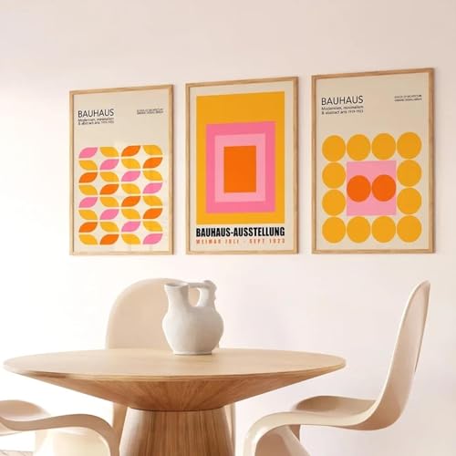 KemneT Abstrakte Wand Bilder im Bauhaus-Stil Poster und Kunstdrucke moderne geometrische Galerie Leinwandgemälde Bild für Wohnzimmer Schlafzimmer Heimdekoration 50 x 70 x 3 cm ungerahmt von KemneT