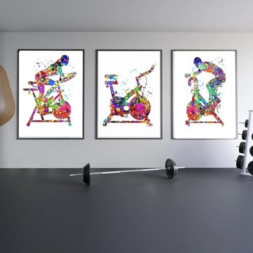KemneT Buntes Heimtrainer-Leinwandgemälde Mann und Frau Fitness-Poster Kunstdrucke abstrakte Wand Bilder Bilder Wohnzimmer Inneneinrichtung Heimdekoration 50 x 70 cm x 3 ungerahmt von KemneT