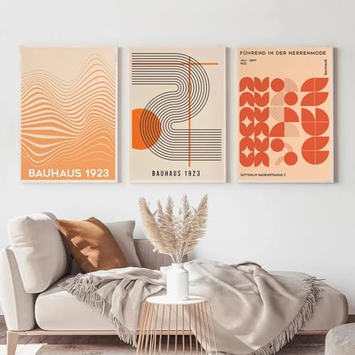 KemneT Geometrische Wand Bilder im Bauhaus-Stil Leinwandgemälde abstrakte Poster und Kunstdrucke Wandbilder für Wohnzimmer Dekoration Heimdekoration 50 x 70 x 3 cm ungerahmt von KemneT