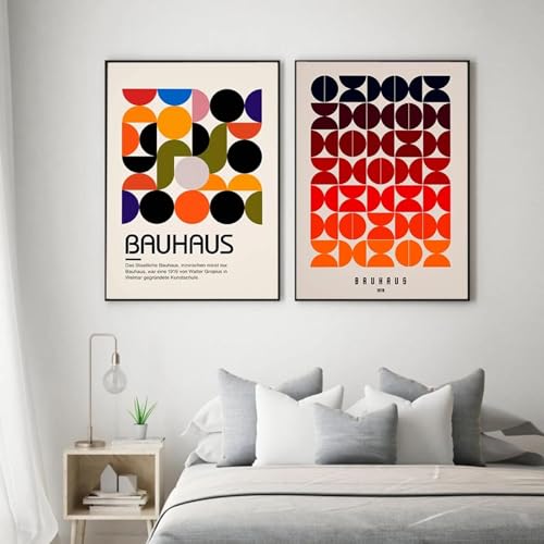 KemneT Geometrische grafische Bauhaus-Poster und Kunstdrucke minimalistische Wand Bilder abstrakte Leinwandbild Wandbild für Wohnzimmer Heimdekoration 50 x 70 cm x 2 ungerahmt KemneT Geometrische grafische Bauhaus-Poster und Kunstdrucke minimalistische Wand Bilder abstrakte Leinwandbild Wandbild für Wohnzimmer Heimdekoration 50 x 70 cm x 2 ungerahmt von KemneT