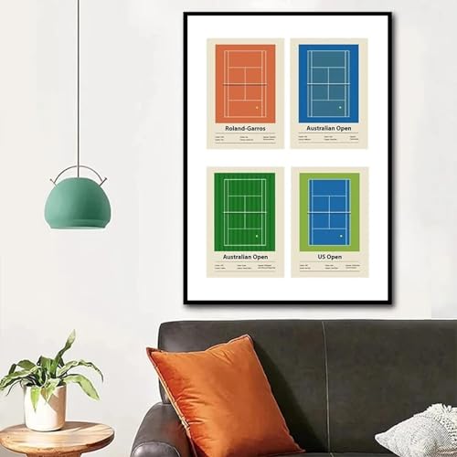 KemneT Minimalistisches Tennis-Grand-Slam-Leinwandgemälde Poster und Kunstdrucke moderne Sportball-Leinwand- Bilderbilder Wohnzimmer Büro Heimdekoration 50 x 70 cm ohne Rahmen von KemneT