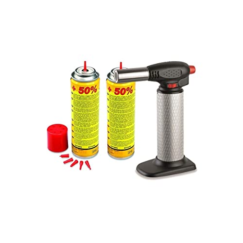 KEMPER - Professioneller Kochbrenner + 2 Gasnachfüllungen – Mikrobrenner mit Piezo-Zündung – einstellbare Gasmenge von Kemper