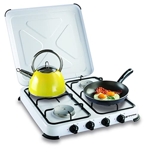 Kemper Gaskocher, tragbar, 4 Flammen, 4650 W, Weiß lackiert von Kemper