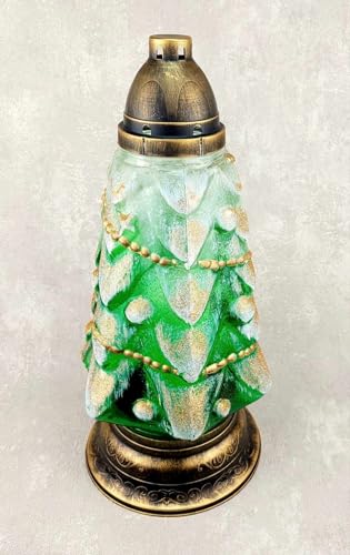 Grabschmuck Grablampe Grablicht Weihnachtsbaum aus Glas KW-MPX-1015G von Kemplast