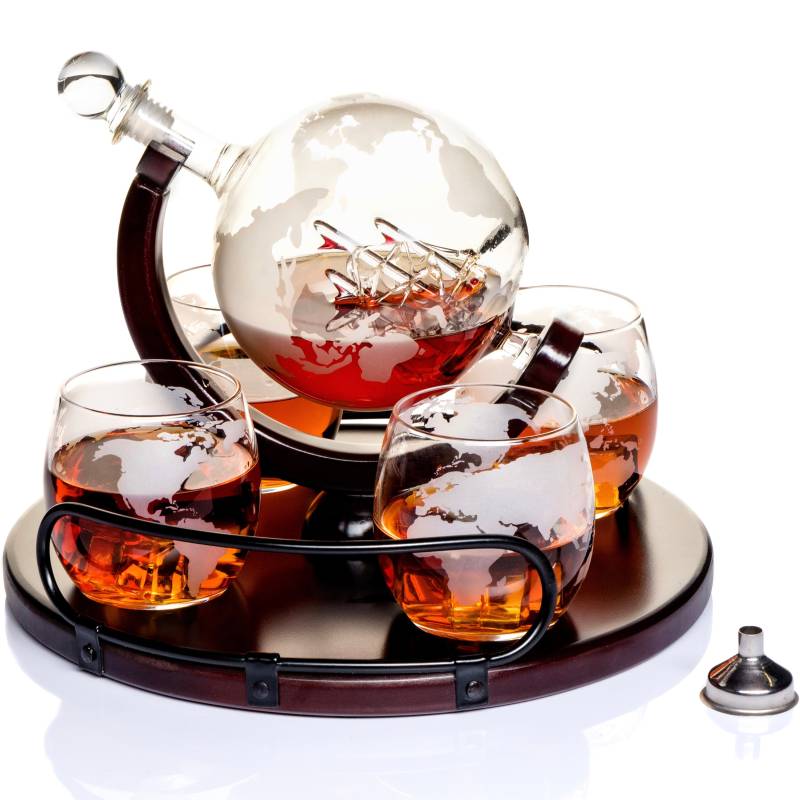 8-in-1-Whisky-Dekanter-Seta –  4 Gläser von Kemstood