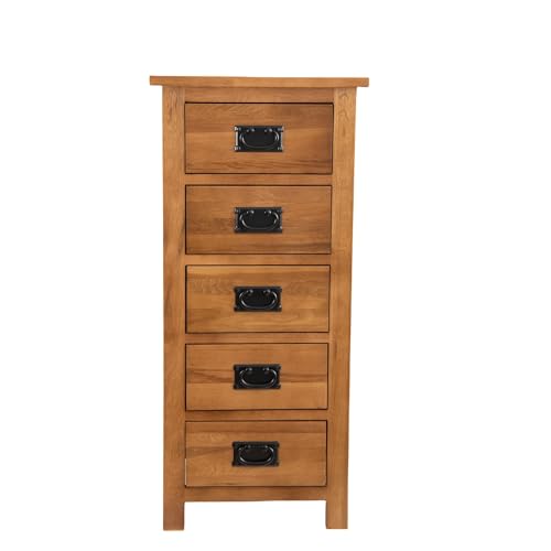 Kemtpase Eiche Kommode mit 5 Schubladen, schmale Kommode, hohe Kommode, 5 Schubladen, Kommode, Schrank, Möbel von Kemtpase