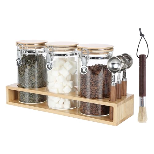 Ken's Kitchen Luftdichte Vorratsgläser Glas mit Deckel 3er Set 1200ml mit 3 Messlöffel- Für Müsli, Cornflakes, Spaghetti, Aufbewahrungsglas mit Regal Kaffeedose Luftdicht von Ken's Kitchen