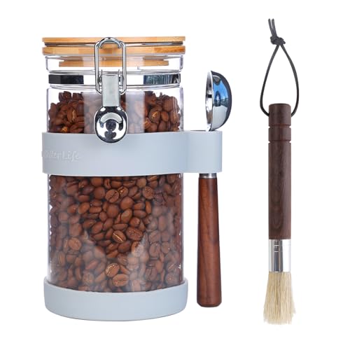 Ken's Kitchen Kaffeedose Luftdicht mit löffel,Vorratsdosen Glas mit Deckel Luftdicht,Teeaufbewahrung,Kaffeebohnen aufbewahrung 1200ML 1500ML von Ken's Kitchen