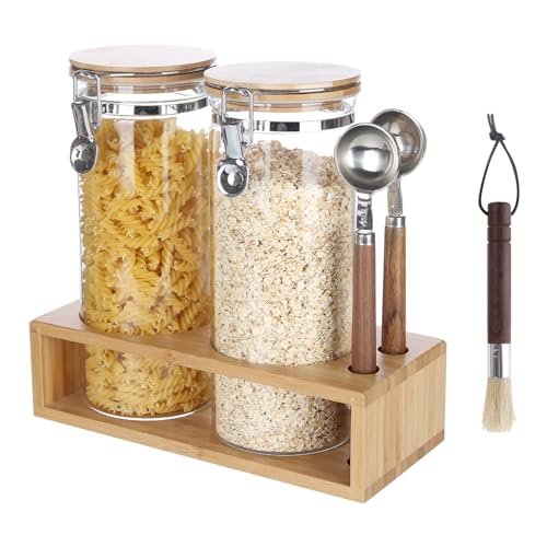 Ken's Kitchen Luftdichte Vorratsgläser Glas mit Deckel 2er Set 1500ml mit 2 Messlöffel- Für Müsli, Cornflakes, Spaghetti, Aufbewahrungsglas mit Regal Kaffeedose Luftdicht von Ken's Kitchen