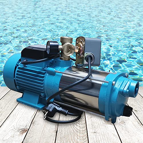 1300W Kreiselpumpe Hauswasserwerk Gartenpumpe 220V 4000 L/H Jetpumpe Wasserpumpe Wasserkreiselpumpe Edelstahl für Hauswasserwerk und Haus (Druckschalter Gartenpumpe) von KenSyuInt