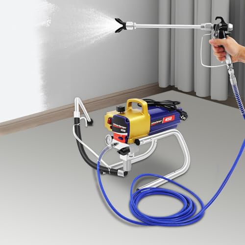 Airless Farbspritzgerät Elektrisch Farbsprühsystem Farbspritzpistole mit 8m Hochdruckschlauch Wandfarbe Sprühgerät Sprühfarbe Spritzgerät Hochdrucksprüher für Decke Zäune Reihenhaus von KenSyuInt