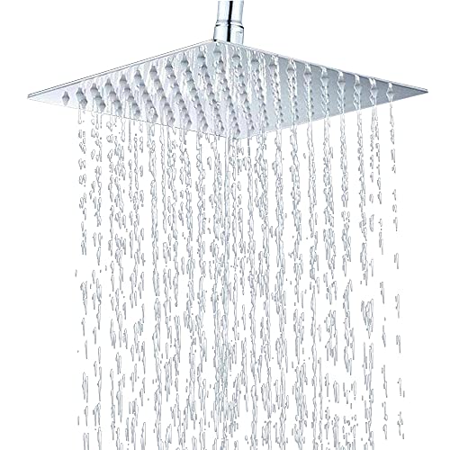 Brause Dusche Kopfbrause Regenbrause Regenduschkopf Eckig Edelstahl poliert (Eckig 40cm) Duschkopf ultraflach leicht zu reinigen Kopfbrause Regendusche Regendusche 16 Zoll Quadratische von KenSyuInt