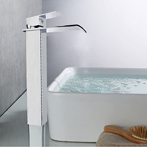 Hoch Badarmatur Wasserfall Badezimmer Chrom Wasserhahn Bad Armatur Aufsatzwaschbecken Waschtischarmatur Mischbatterie Waschbecken Einhandmischer Waschbeckenarmatur von KenSyuInt