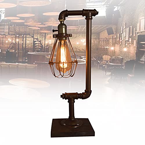 KenSyuInt Holz Schreibtischlampen Vintage Metall Tischlampe Retro Industrial Nachtlicht für Schlafzimmer Wohnzimmer Home Art Display Cafe Studio Antique Décor E27 inkl Schalter ohne Leuchtmittel von KenSyuInt