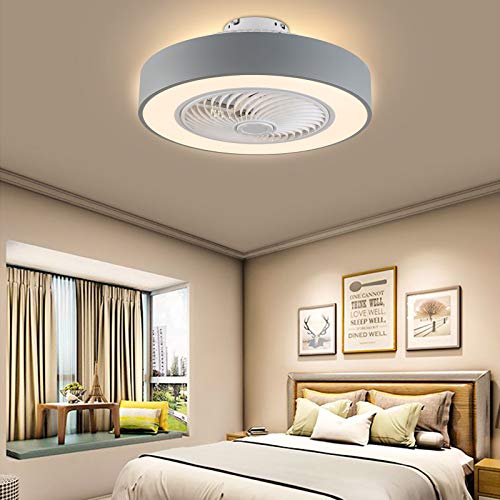 KenSyuInt 36W Deckenventilator mit Beleuchtung Fan LED Dimmbar Licht 3 Gänge Fernbedienung Lampe Wohnzimmer Schlafzimmer Deckenleuchte 22" (Grau) von KenSyuInt