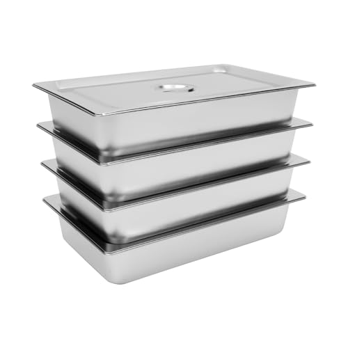 4 Stück Behälter Edelstahl Gastronormbehälter Frischhaltedose Chafing Dish Tief Stapelbar Stapelbare Meal Prep Boxen Chafing Dish Saladette von KenSyuInt