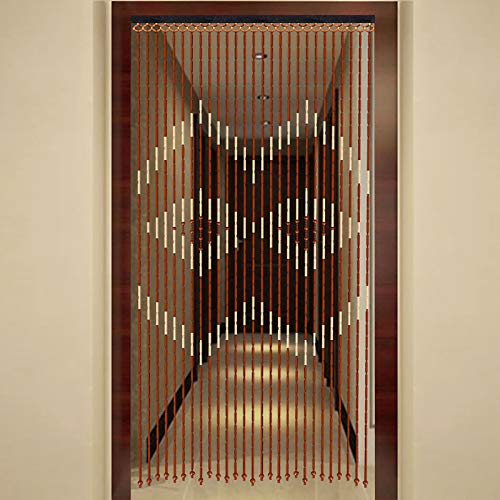KenSyuInt 90x175cm Holzperlenvorhang Perlenvorhang Holz Bambus Perlen Tür Vorhang 27 Linien Perlenvorhang Insektenschutz Fadenvorhang Türvorhang Wandvorhang Schaufensterdekorat Raumteiler von KenSyuInt