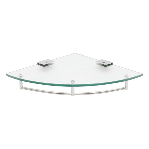 KenSyuInt Eckregal Glasregal Duschablage Wandregal für Badezimmer, Dreieckiges Glasregal Glas Wandmontage Regal Klarglas Duschkorb Dreieck Badregal Dusche mit Regalträger von KenSyuInt