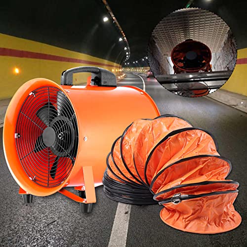 Industrieventilator Axialgebläse Tragbare Bauventilator Ventilator Baugebläse Abluft Lüftergebläse Axial Rohrgebläse Rohrventilator Ventilator Lüfter Baugebläse mit 10M Schlauch von KenSyuInt