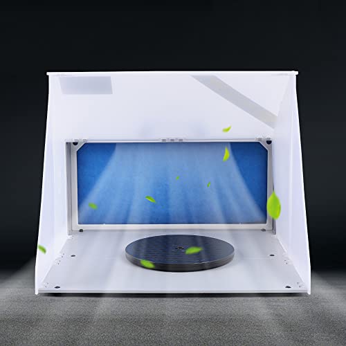 KenSyuInt Profi Airbrush Kabine Zubehör Farbnebel Absauganlage Absaugsystem mit Led Beleuchtung, Tragbar Spritzkabine Lackierkabine Sprühbox 25W von KenSyuInt