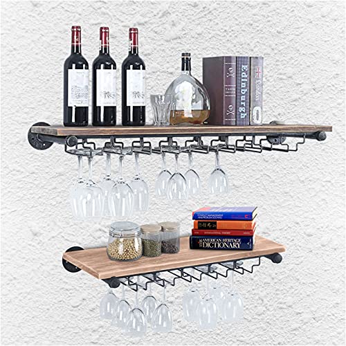 KenSyuInt Wandregal Weinregal Holz Flaschenhalter Retro Weinflasche Wand Regal Weinflaschenhalter Schwimmregale Stemware Aufhänger Weindisplay Flaschenregal für Küche Esszimmer Bar (36") von KenSyuInt