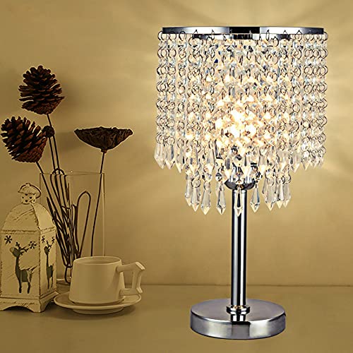 KenSyuInt Kristallglas Nachttischlampe Tischlampe Kristall Tischleuchte Lampenschirm mit Runder Standfuß Elegante Moderne Tischlampen Heimtischlampe für Schlafzimmer Wohnzimmer von KenSyuInt