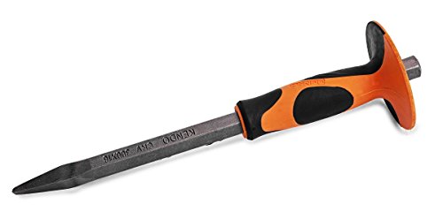 KENDO Meisel Hand - Spitzmeissel - Gesamtlänge 300 mm - Meißel Handschutz mit ergonomischem Soft Touch 2-Komponentengriff von Kendo