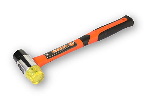 KENDO Schonhammer rückschlagfrei – Kopf-Durchmesser (Ø): 35 mm – Gewicht: 390g – Kunststoffhammer mit Fiberglasschaft und 2-Komponenten Griff von Kendo