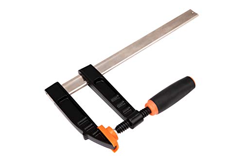 KENDO Schraubzwinge – Max. Spannweite: 300 mm – Spanntiefe/Ausladung: 120 mm – Hochwertige Temperguss-Spannarme und Profilstahl-Gleitschiene – Mit Soft Touch 2-Komponenten-Griff von Kendo
