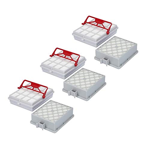 3 x HEPA-Filter weiß + 3 x HEPA Motorfilter grau, geeignet für Staubsauger Lux Intelligence von Kenekos
