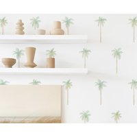 Palme Wandtattoos - Kinderzimmer Dekor, Aquarell Palmen Wandkunst, Strand Wanddekor, Wiederverwendbare Und Abnehmbare Wandaufkleber von KennaSatoDesigns