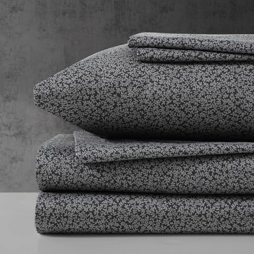 Kenneth Cole Bettwäsche-Set für King-Size-Bett, superweich, knitterfrei, mit Bonus-Kissenbezügen, Florale Heimdekoration, Öko-Tex-Zertifiziert (Chill Flowers Charcoal, King) von Kenneth Cole