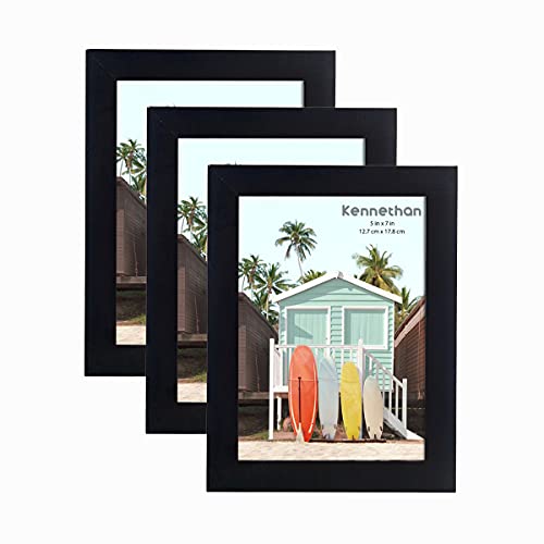 kennethan 3er-Set Fotorahmen, Schwarzer 13x18 cm MDF-Holzrahmen mit Acrylglas.(Schwarz, 13x18-3er Pack) von kennethan