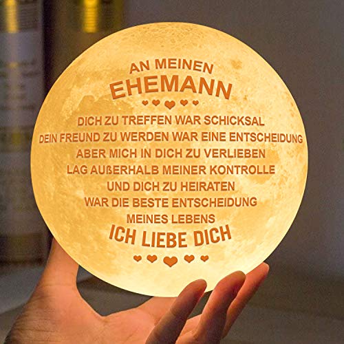 Kenon Gravierte 3D-Mondlampe für Ehemann, 3D-Druck-Mondlicht mit Ständer- Touch-Steuerung, Mondlichtgeschenk für den Geburtstag der Männer zu Weihnachten Geschenk von Kenon