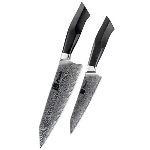 Kensaki 2er Messerset aus Damaszener Stahl Küchenmesser Japanischer Art hergestellt aus 67 Lagen Damaststahl – Kona Serie, KEN-162, 2er Set Kensaki 2er Messerset aus Damaszener Stahl Küchenmesser Japanischer Art hergestellt aus 67 Lagen Damaststahl – Kona Serie, KEN-162, 2er Set von Kensaki