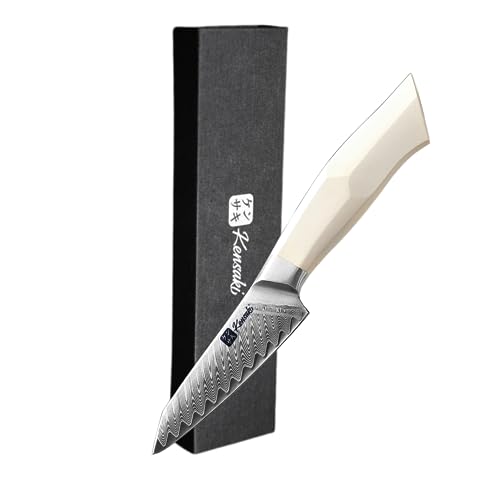 Kensaki Gemüsemesser aus Damaszener Stahl Küchenmesser Japanischer Art hergestellt aus 67 Lagen Damaststahl | Weißer G10 Griff - Shiro Serie Kensaki Gemüsemesser aus Damaszener Stahl Küchenmesser Japanischer Art hergestellt aus 67 Lagen Damaststahl | Weißer G10 Griff - Shiro Serie von Kensaki