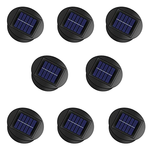 8 Stück Solarleuchten Ersatzteile 8cm Wasserdicht Solar Laterne Ersatz Top mit Heller LED Solarleuchten Solarpanel Ersatzteil für hängende Laternen DIY Garten Terrasse Dekoration von Kensbro